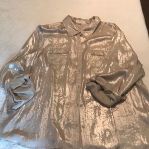 Long sleeve button down Calvin Kline shimmery top